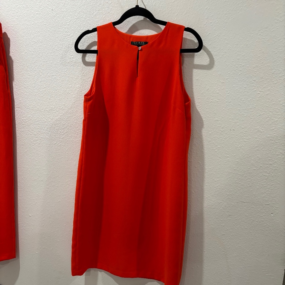 Lauren Ralph Lauren Orange Keyhole Sleeveless Dress Size 8